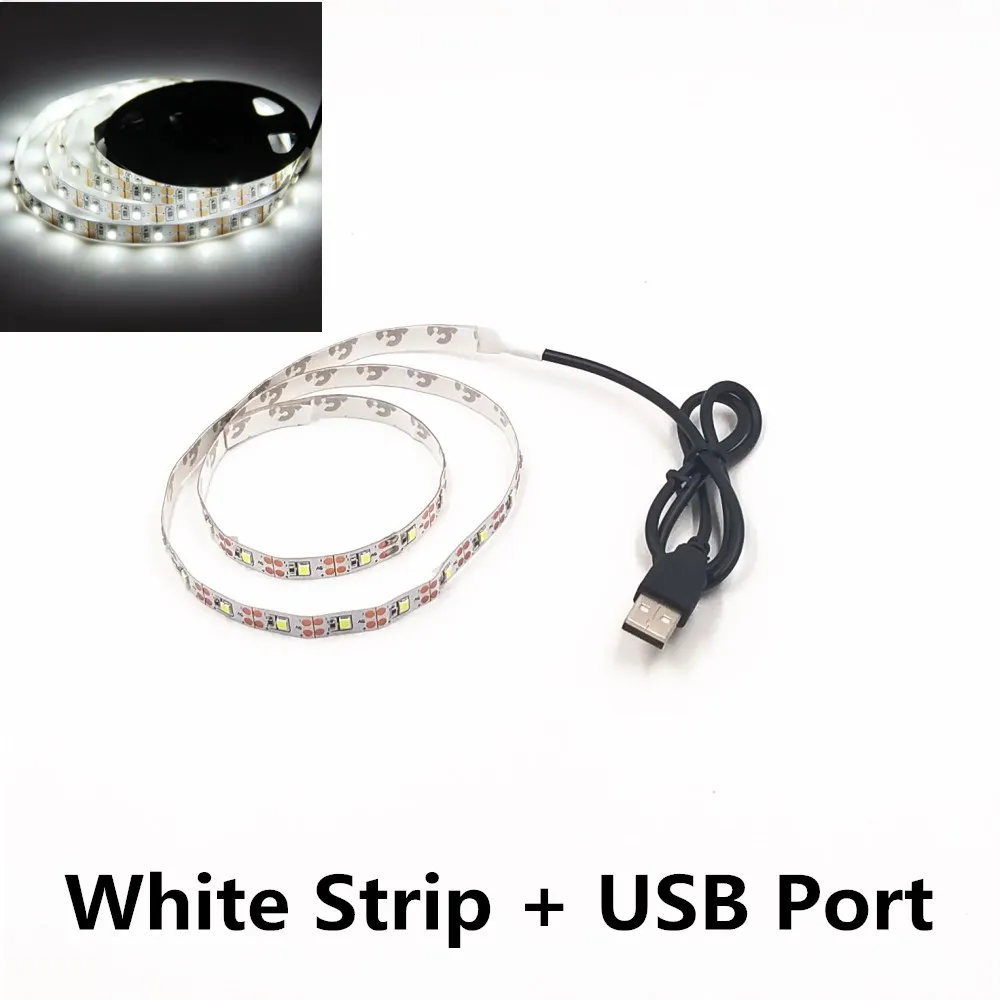 

5M USB светодиодная лента 5 В 3528 1 метр 5 метров Желтый Холодный Белый Розовый Зеленый Синий Красный SMD Лента Потолочный светильник для шкафа водонепроницаемый