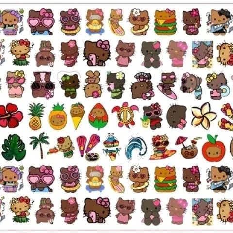 

2 см черная кожа Hello Kitty Гавайский стиль искусственное аниме Фотообои