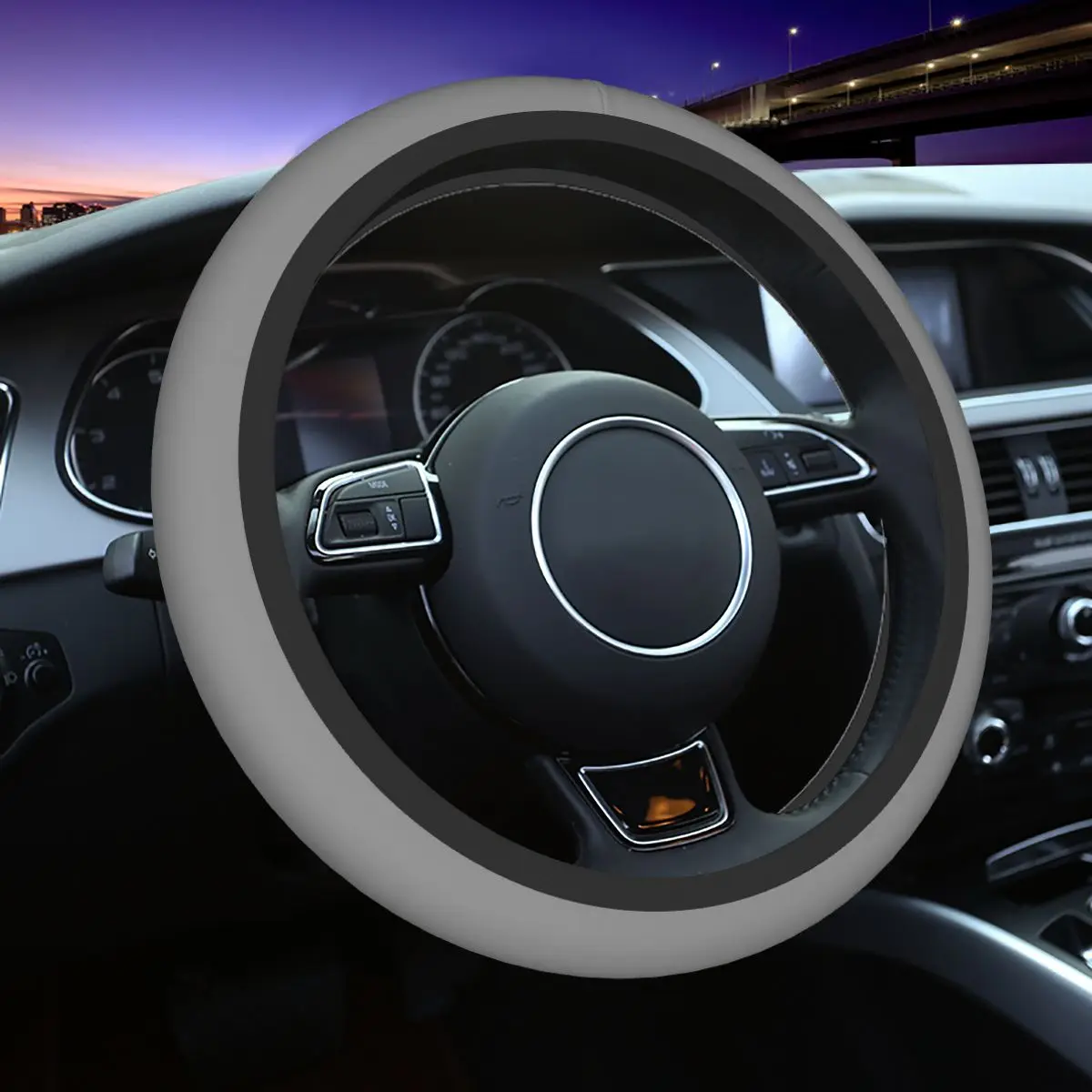 

Gray Car Steering Wheel Cover 37-38 Elastic Colorful Car-styling Car Accessories