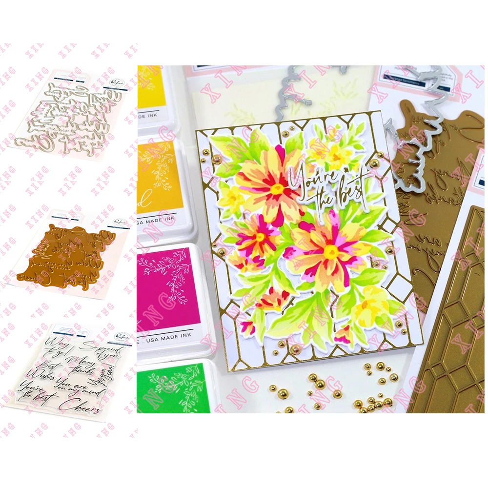 

2022 Modern Script Sentiments Metal Cutting Dies Hot Foil Scrapbook Deco Embossing Molds Diy Gift Card Handmade Craft Stamps Set