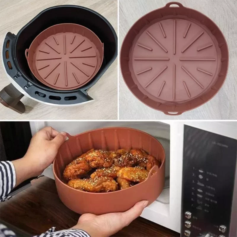

NEW2023 Multifunctional Air Fryers Silicone Pot Square Oven Baking Tray Bread Fried Chicken Pizza Basket Non Stick Baking Grill