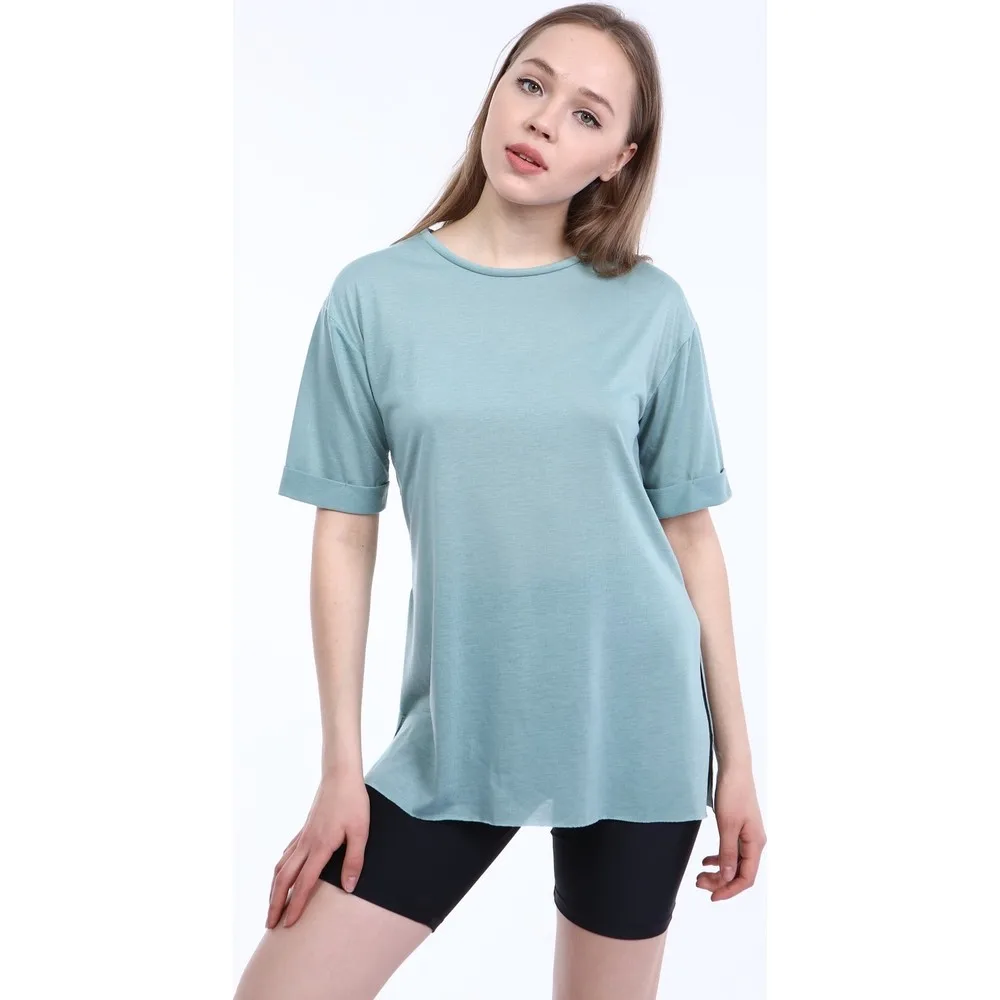 

Ds21Yb274123 Women Side Slits Sleeve Fold Oversize T-shirt T Shirt Y2K Top Nostalgic Summer Women T-Shirt anime Bluz