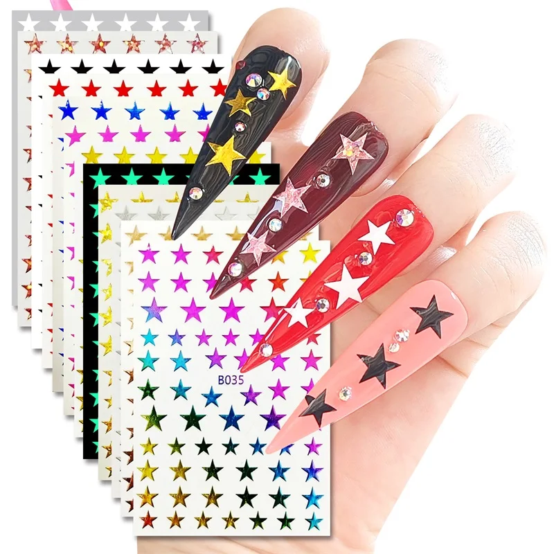 

1 Sheet Waterproof Water Transfer 3D Star Design Nail Art Sticker DIY Fake Nails Decoration Accessories Manicure Wraps Decals