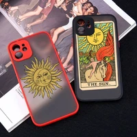 sun and moon face art phone case matte transparent for iphone 11 12 13 6 s 7 8 plus mini x xs xr pro max cover