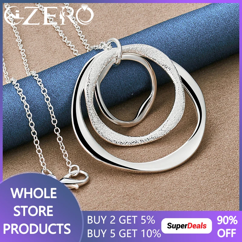 

ALIZERO 925 Sterling Silver 16-30 Inch Chain Three Circle Pendant Necklace For Women Fashion Charms Wedding Party Jewelry Gifts