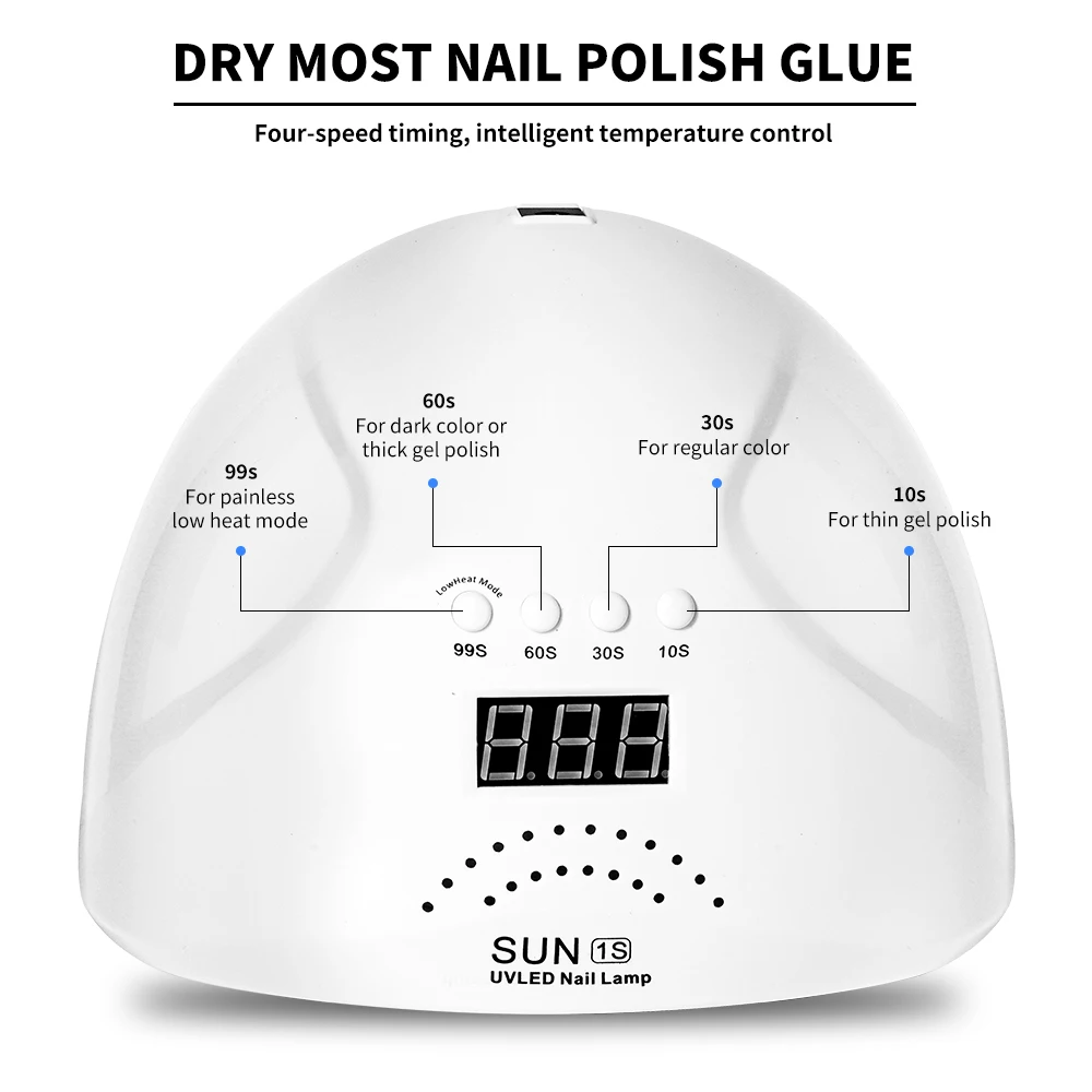 УФ-лампа Для Ногтей С 30 Бусинами И 4 Настройками Таймера Быстрая Сушилка Гель-лака