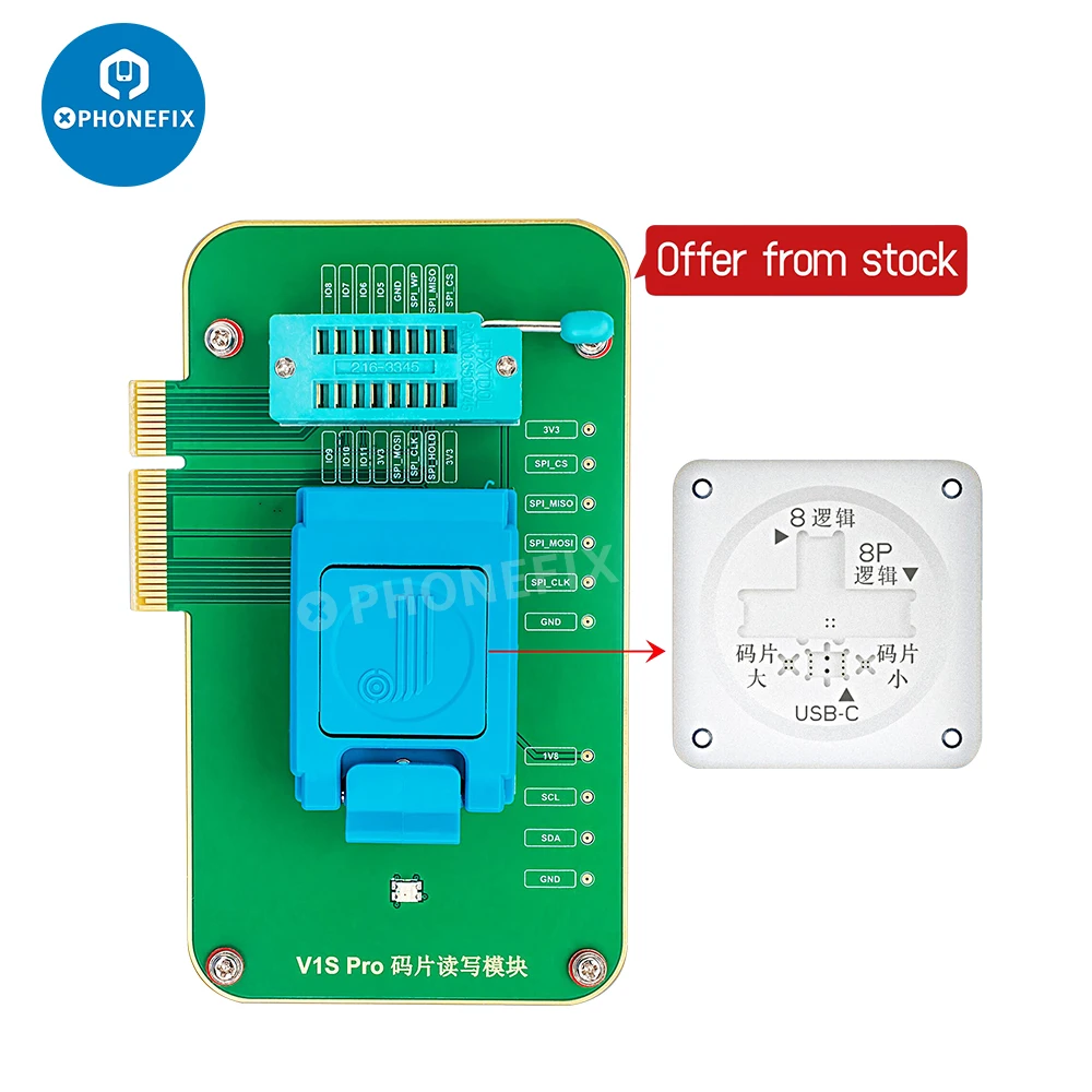 

JC V1S Pro EEPROM IC Chip Модуль чтения и записи для iPhone 6-15PM Логическая полоса основной EEPROM IC Инструмент для чтения и записи ремонта без демонтажа
