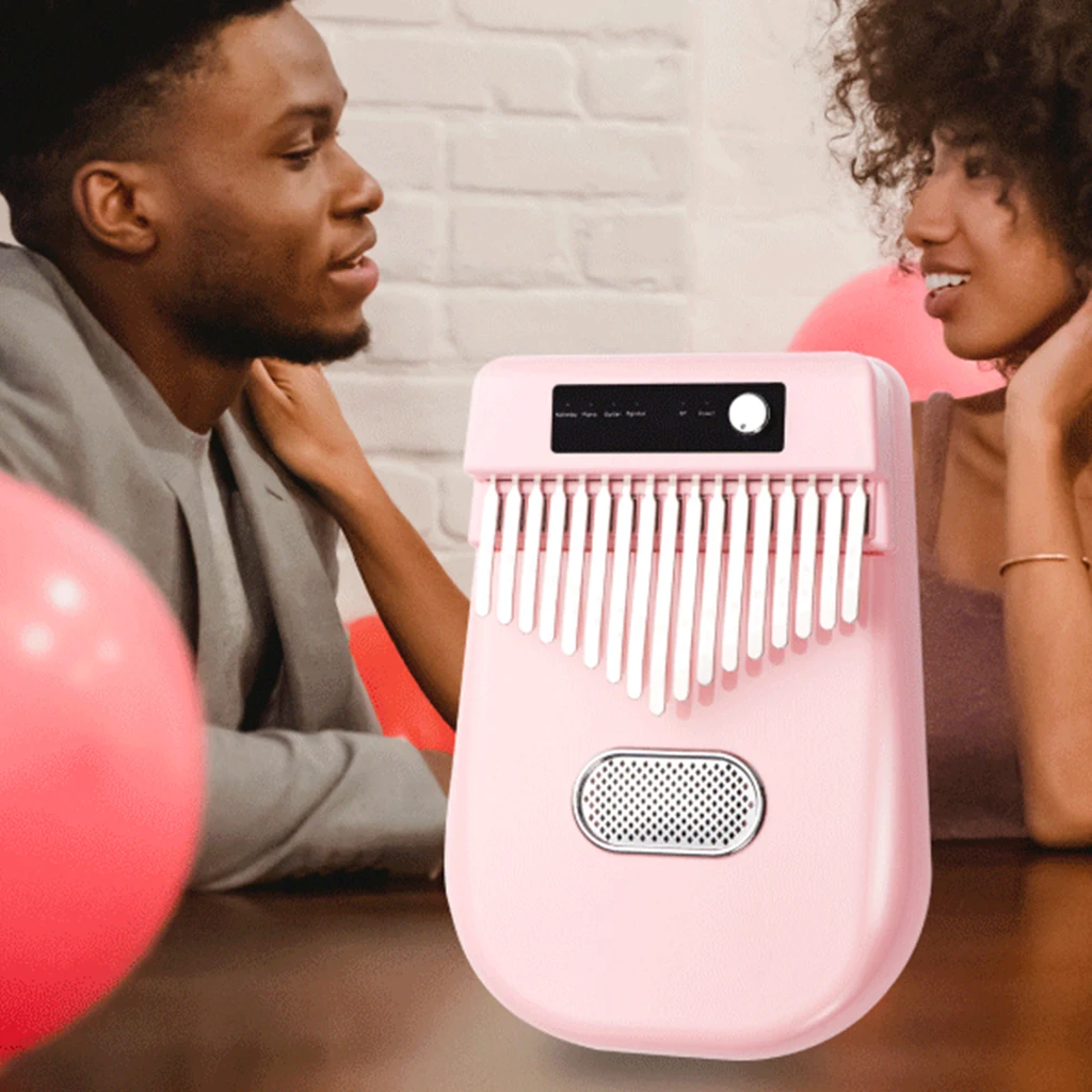 Mugig Pink Color Smart Electric Kalimba 17 Keys Thumb Piano 4 Kinds Of Timbre W/ Bluetooth Connetion Really Full Bright Sound