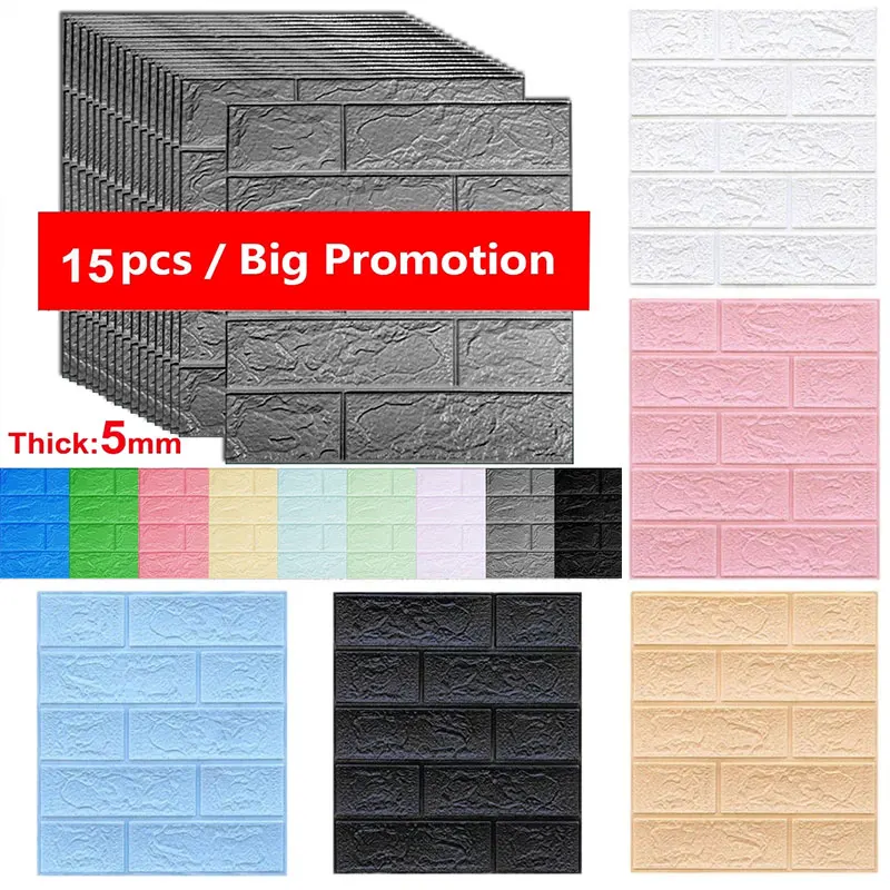 

10/20Pcs 3D Self-Adhesive 35X38.5CM Wallpaper Waterproof Brick Wall Stickers Living Room Bedroom Children's Room Wall Diy Decor