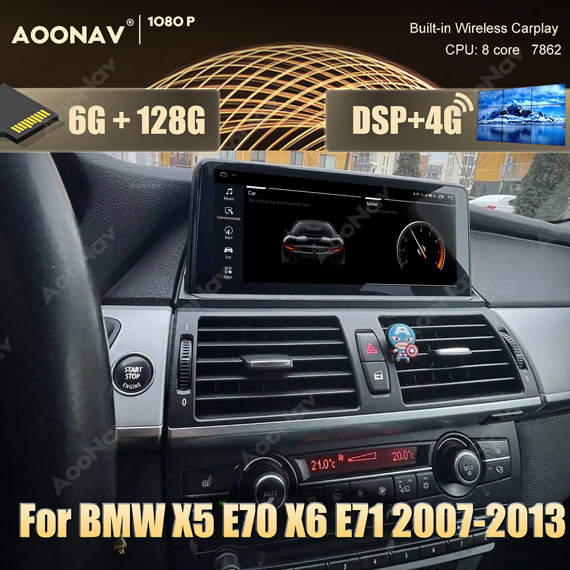 

128GB Android car radio For BMW X5 E70 X6 E71 2007-2013 CCC CIC Screen Multimedia Player wireless carplay radio Android auto