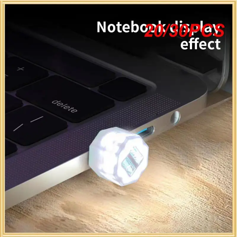 

20/30PCS Eye Protection Light Soft Light Circular Night Sleep Lamp Gift Night Light Abs Mini Camping Lamp Portable Usb Interface