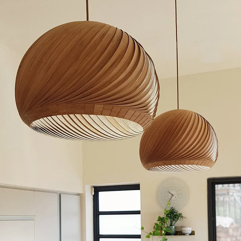 Купи Modern Japan Pendant Light Designer Wood Hanging Lamp For Living and Dining Room Nordic Restaurant Bar Decor E27 Kitchen Fixture за 10,078 рублей в магазине AliExpress