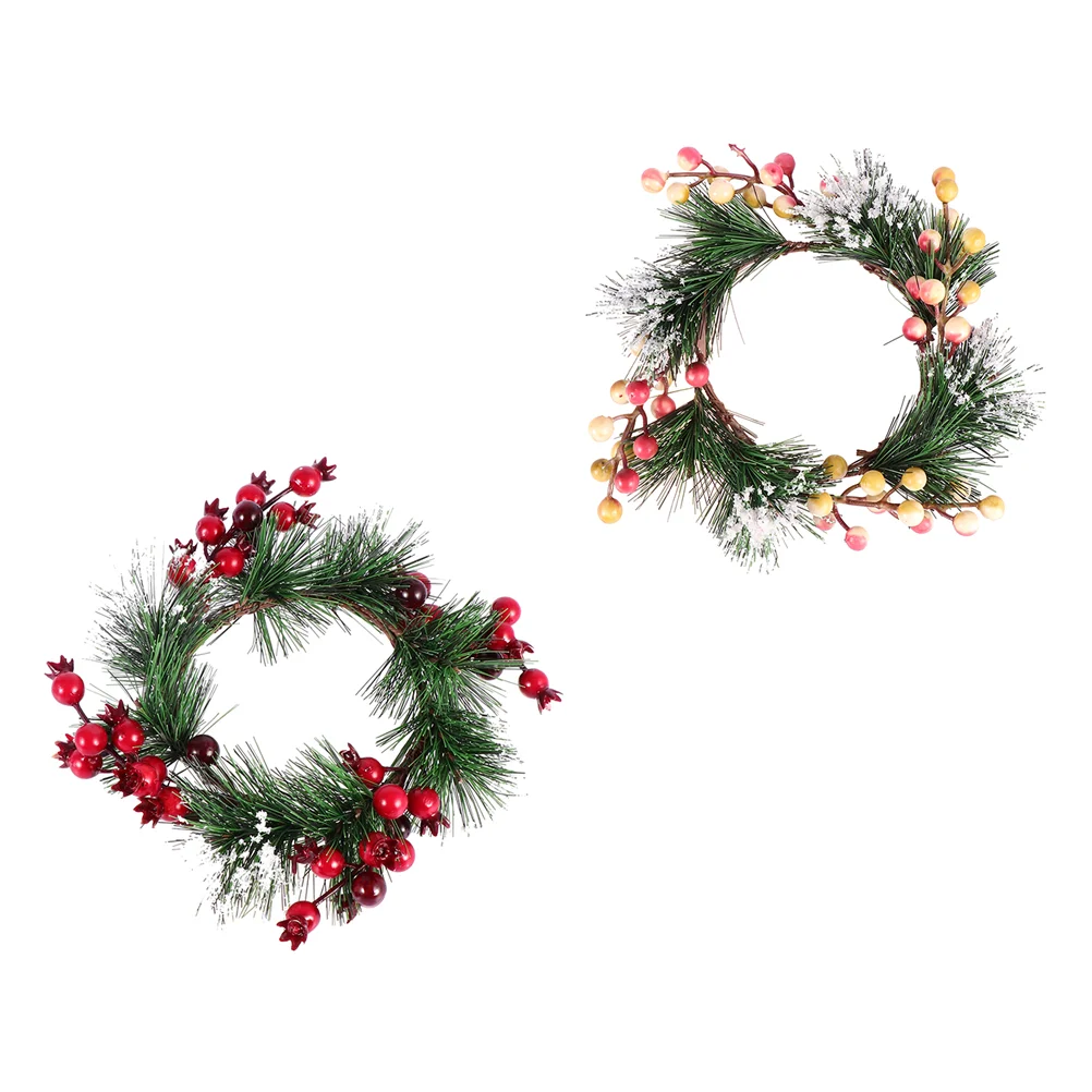 

Christmas Ring Wreath Mini Wreathsgarland Holder Small Berrt Tiny Calendar Advent Rings Pine Adornment Decor Decorative Floral