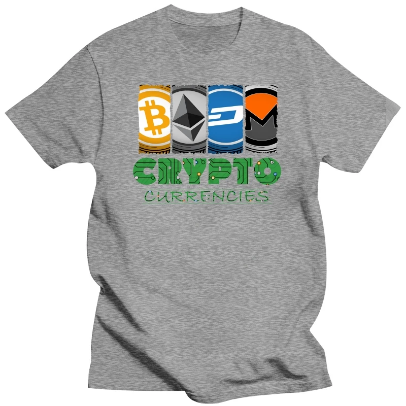 Модная уличная мужская футболка Crypto Market из 100% хлопка Ethereum Bitcoin Litecoin