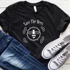 Женская футболка Save The Bees, черные повседневные футболки с графическим принтом, уличная одежда, 90s эстетический гранж, хлопковые топы с короткими рукавами, Прямая поставка