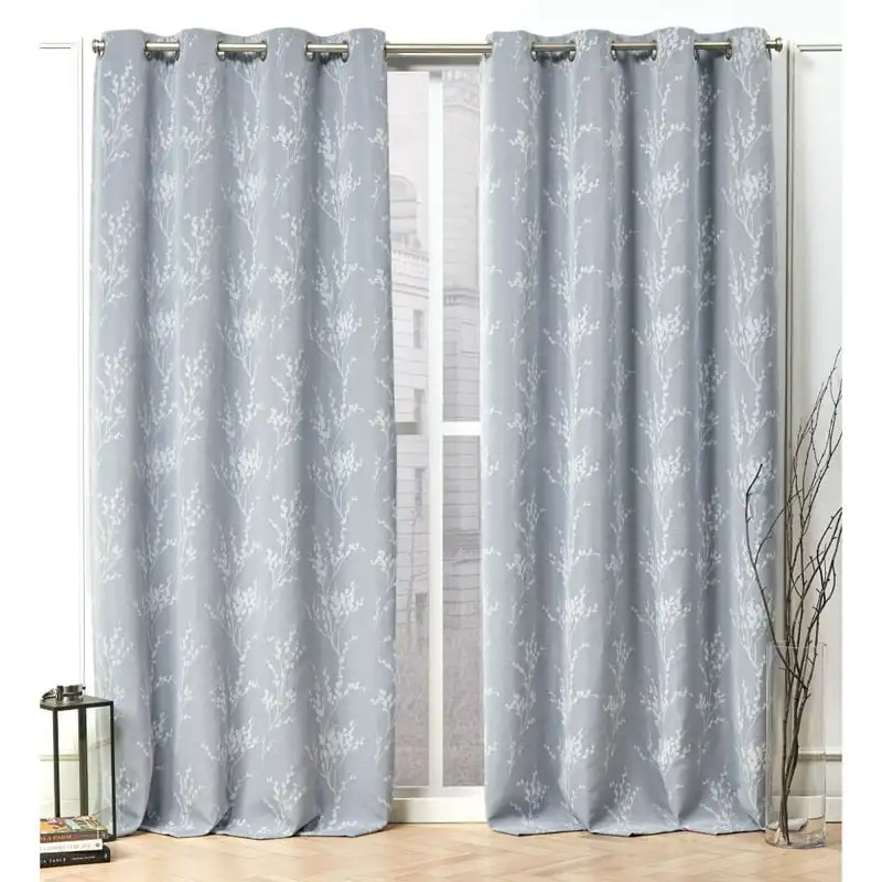 

Home Decor Curtains Living Room Turion Floral Room Darkening Blackout Grommet Top Curtain Panel Pair, 52x84, Chambray Blue