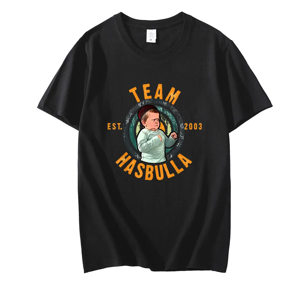 

Team Hasbulla Smile Classic T-Shirt Men Hasbulla Fighting Meme Retro Men Clothing Casual Soft Summer Short Sleeve Top