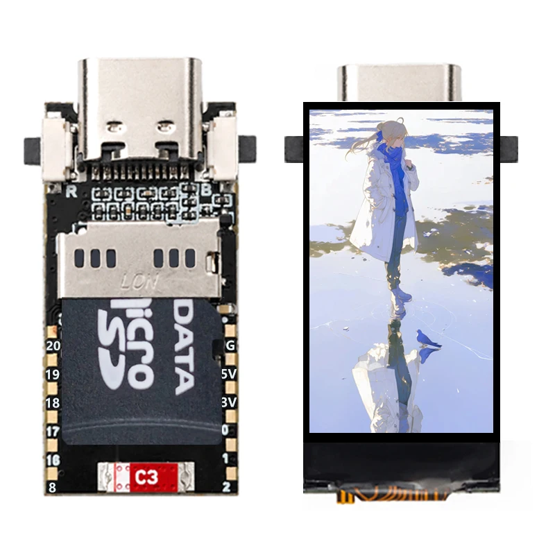 Фото Плата разработчика ESP32-C6 с ЖК-экраном 0,96 дюйма ST7789 160x80, мини-дисплей, порт SD, модуль LVGL QST для Arduino №4