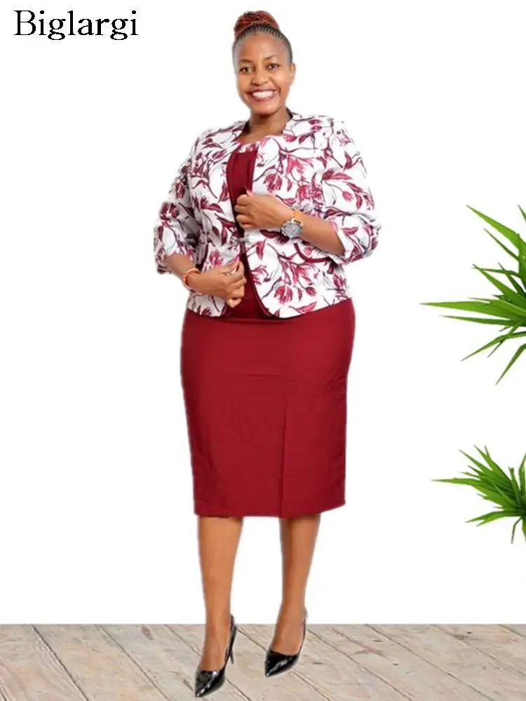 

Женский осенний комплект из двух предметов, облегающее офисное платье средней длины с цветочным принтом, 2023