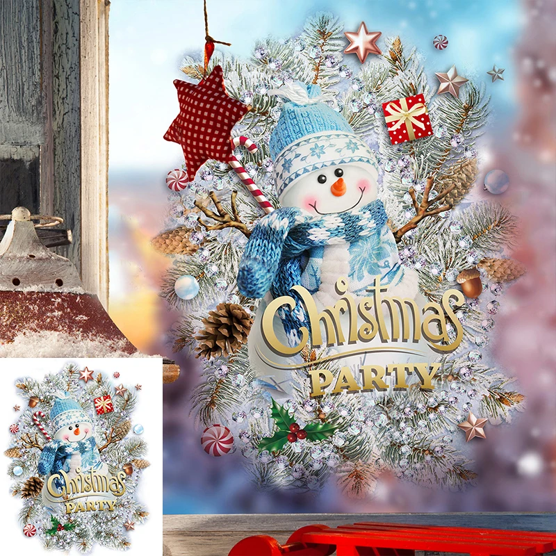 

New Snowman Christmas Stickers Wall Window Stickers Snowflakes Decoration Decals Wallpaper For Home Party New Year 2022