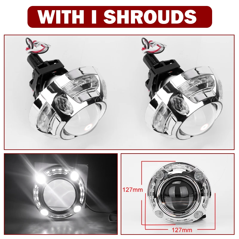 

120 Вт 3-дюймовые двухсветодиодные линзы 40000LM Светодиодные линзы проектора для фар Hella H4 H7 9005 9006 Высокие низкие огни Модернизация автомобиля и мотоцикла