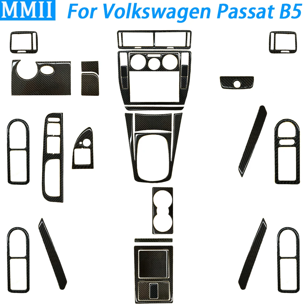 Фото Для Volkswagen Passat B5 2001-2005, стеклоподъемник из углеродного волокна с переключением передач, воздуховыпускная панель, набор аксессуаров для салона автомобиля, наклейка №1