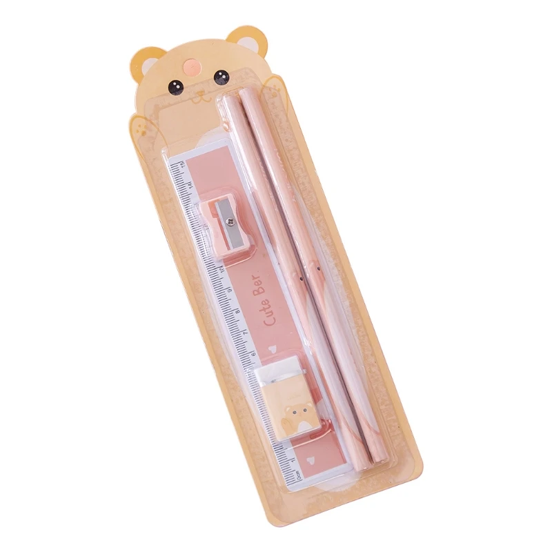 

5PCS Student School Stationery Set Included Pencil Eraser Pencil Sharpener Ruler New Dropship