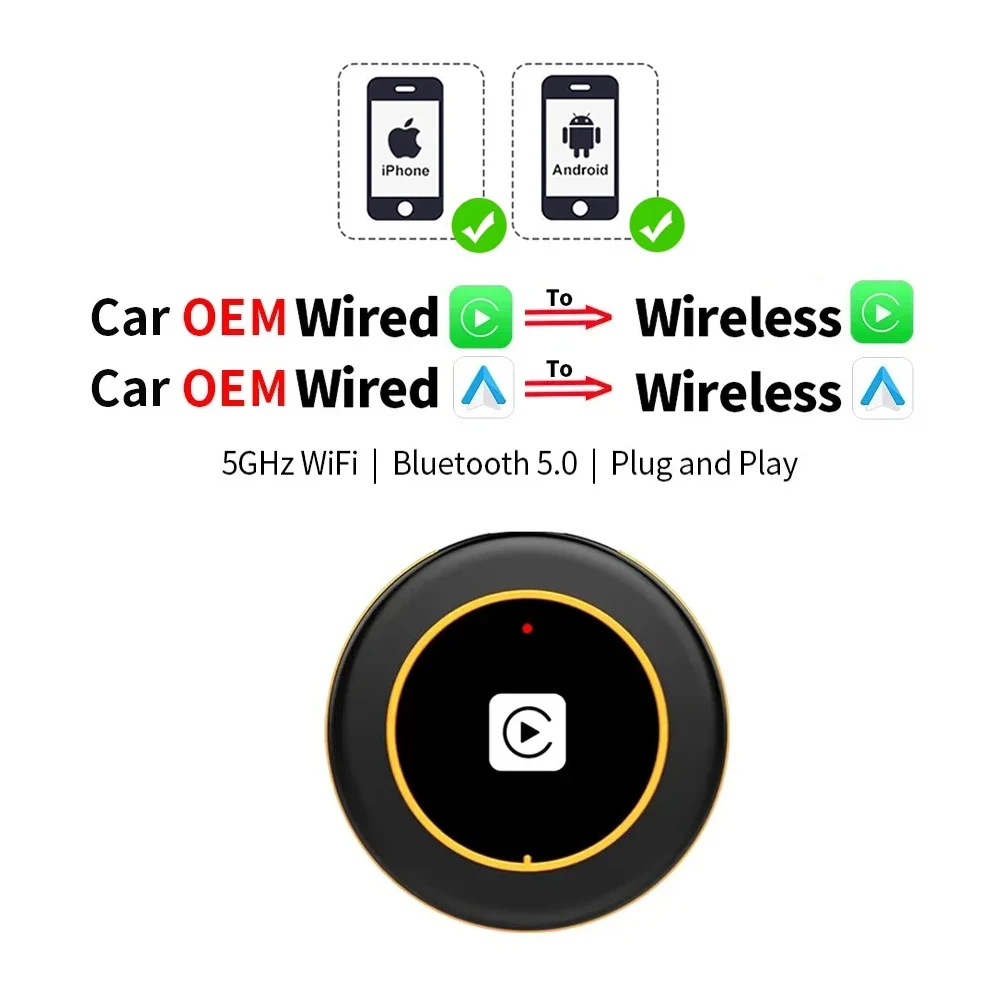 Беспроводной адаптер CarPlay Android Auto Dongle Bluetooth WiFi Быстрое подключение Универсальный