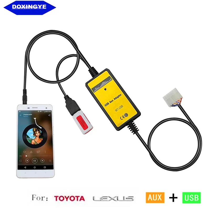 

DOXINGYE Car USB AUX MP3 Player Car Radio CD Changer Adapter With 3.5mm AUX-IN for Lexus Toyota 5+7Pin Camry Corolla Rav4 Yaris