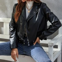 zouxo women jacket street cool motorcycle pu jacket new fashion solid color leather short coat