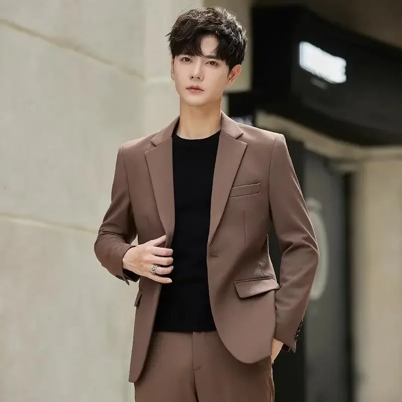 Мужской корейский стиль приталенный крой гладкая одежда вашого силуэта пиджак