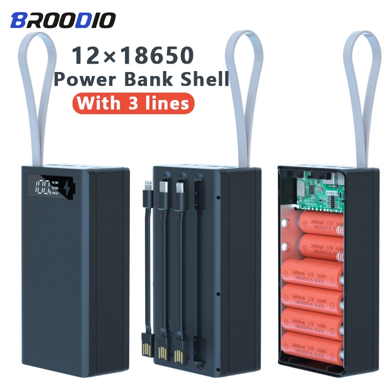 

12*18650 Battery Power Bank Shell With 3 Lines Welding-free DIY Box PD3.0 Quick Charger For Phone Charging Battery Storage Boxes