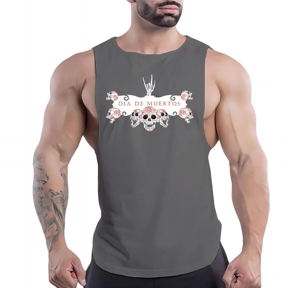 

Летняя спортивная баскетбольная одежда, белая майка, фитнес-упражнения, круглый вырез, Повседневная Удобная дышащая мультяшная майка с принтом черепа