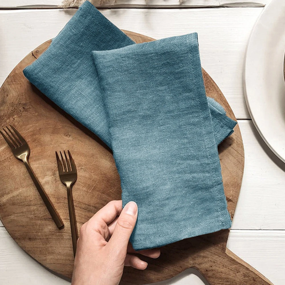 

Cloth Napkins Dishcloth 2pcs/lot 40x40cm Solid Color Cotton Linen Wedding Fabric Napkin Wipes Dining Table for Restaurant Hotel