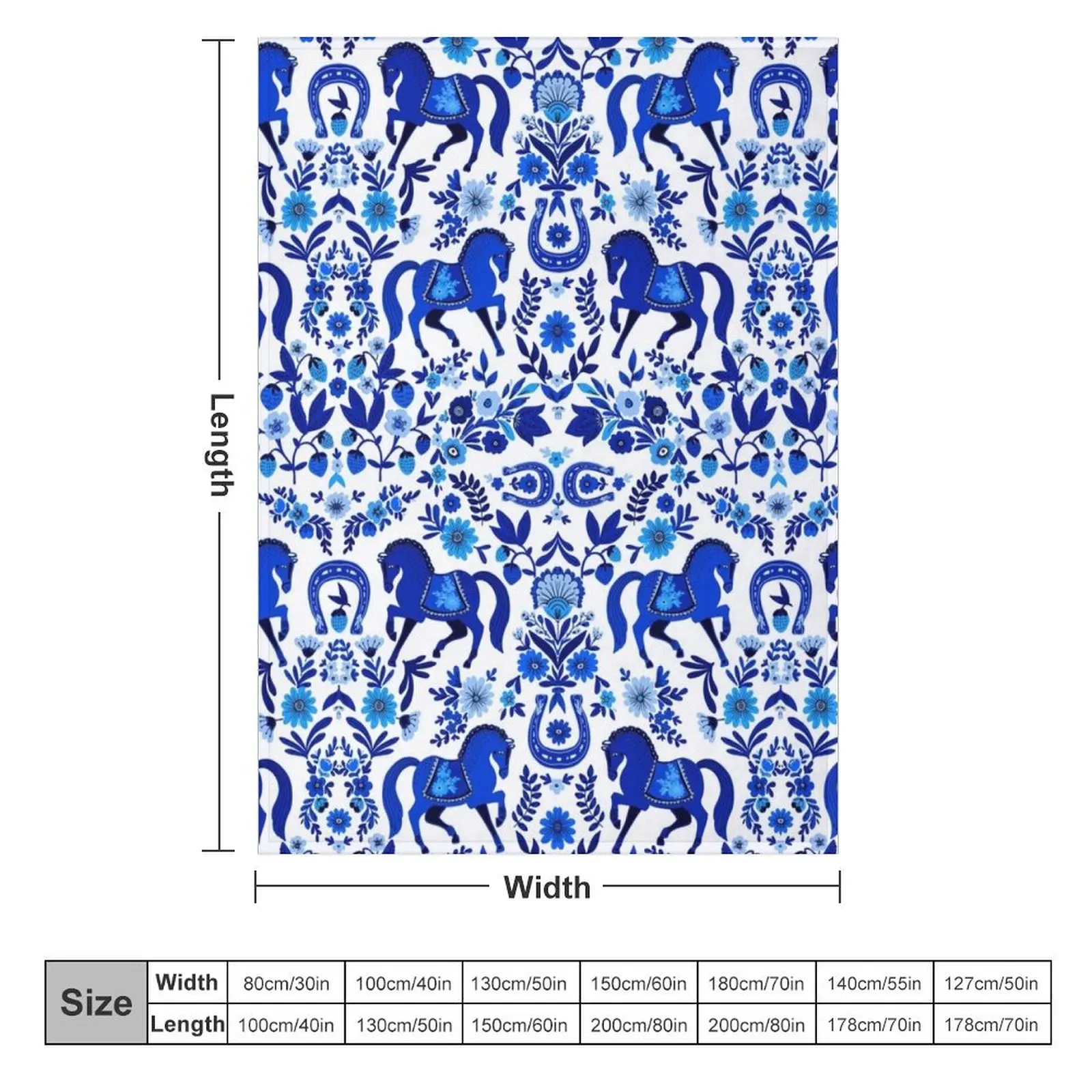 Одеяло в стиле ретро с изображением Синей Лошади симпатичное клетчатое