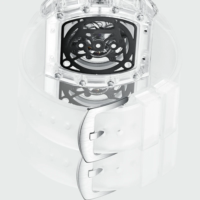 2023 New Mechanical Men's Watch Fully Automatic Transparent Hollow Trendy Diamond Barrel