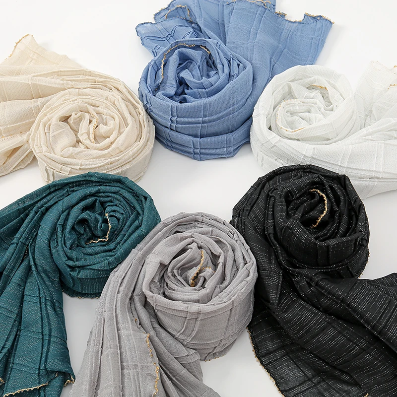 Женский шарф-хиджаб из серебристой проволоки длинный мусульманский хиджаб