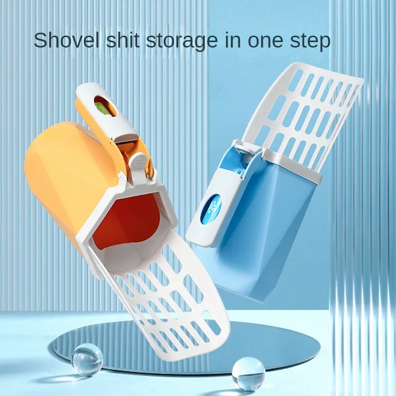 

One-piece cat litter shovel PP material pet shovel comes with garbage bags cat excrement shovel cat cleaning supplies.
