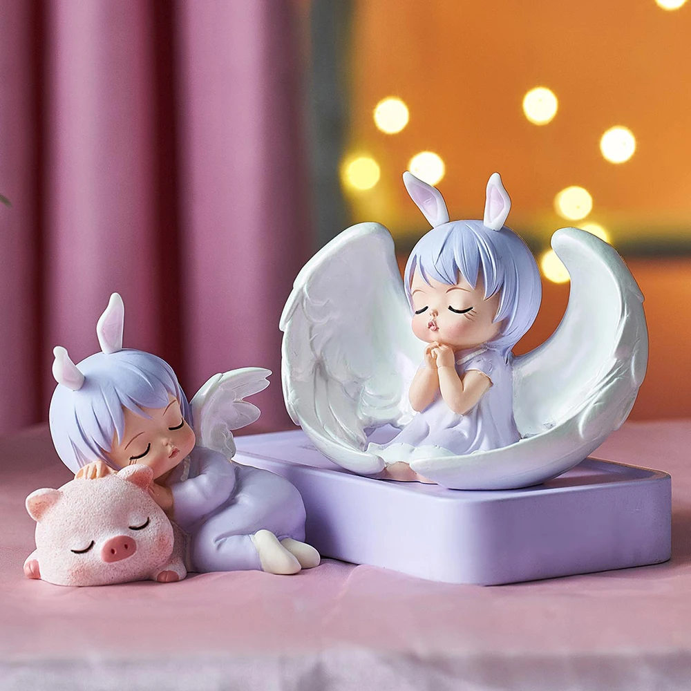 

Cute Living Decor Figurines Interior Novelty Angel Statuette Baby Room Accessories Girl Fairy Garden Decorative Figure Decor