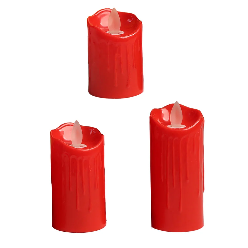 

3 шт., красные светодиодсветодиодный свечи, праздничные фестивали, настольные декоративные свечи (с батареей)