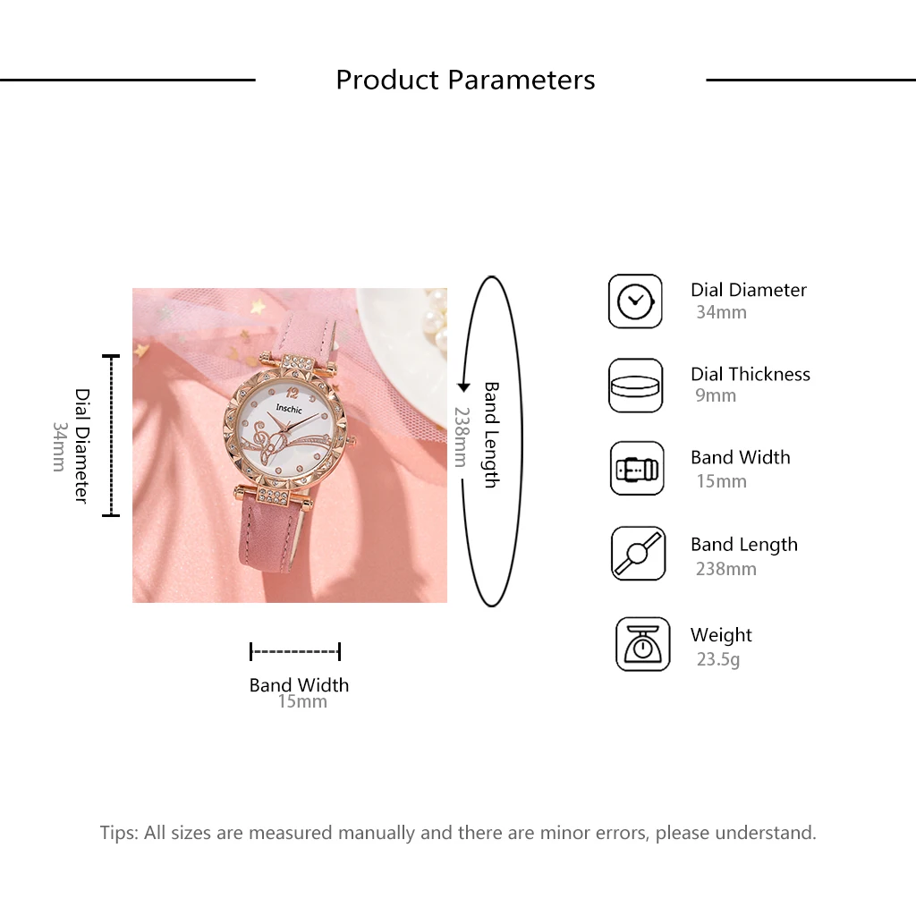 Female 2022 New Luxury Ladies Watch Bracelet Set Quartz Wristwatch 2 PCS Set Women Watch Clock Gift Leather Strap Reloj Mujer