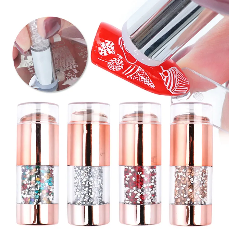 

3Pcs Nail Stamper Scraper Set Double Silicone White Clear Jelly Stamp Rhinestone Pen Shape for Manicure Nail Art Template