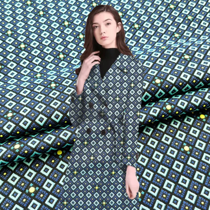 

Jacquard Brocade Fabric Polyester Small Lattice Yarn-dyed Elegant Cloth of Dress Suit Windbreaker Sewing Material Diy by the Yar