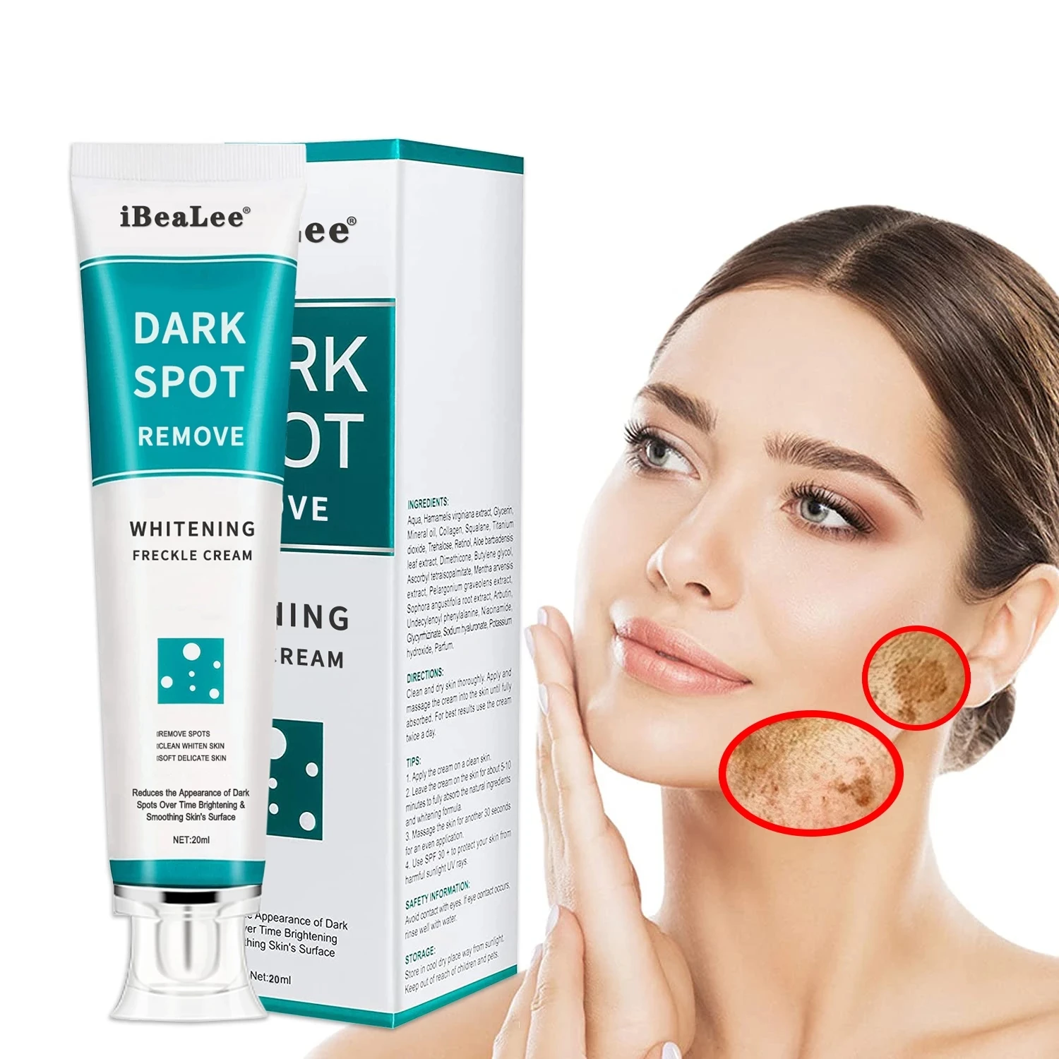 

20ML Whitening Freckle Cream Remove Melasma Acne Spot Pigment Melanin Dark Spots Whitening Moisturizing Cream Skin Care