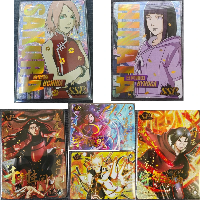 Figuras de acción de NARUTO, Hyuga Hinata, Uchiha Itachi, Madara, Gaara, Haruno, Sakura, ultra raro, juego SSP SP, tarjeta de colección, juguete de regalo