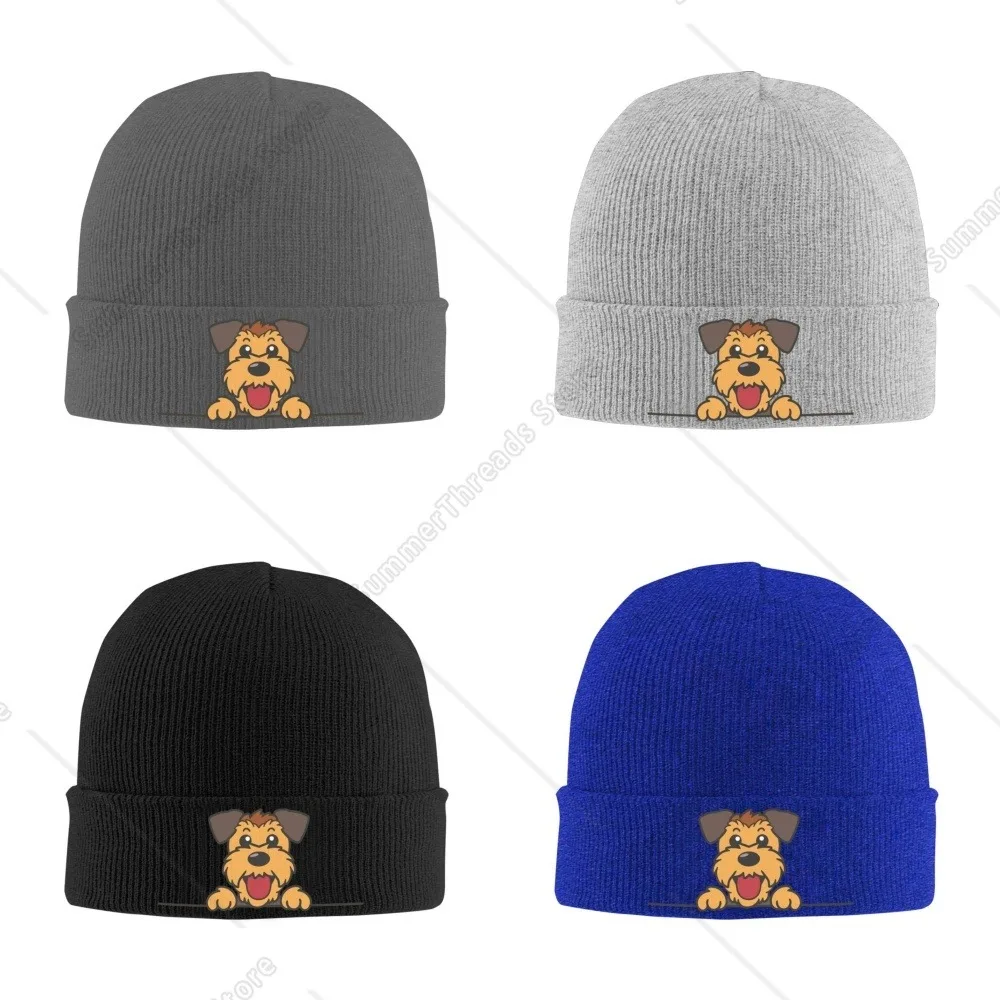 Вязаная шапка унисекс для собак Airedale Terrier уличная теплая мужская однотонная