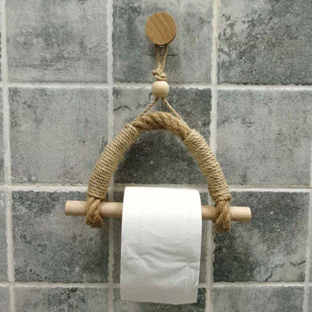 17*29cm Toilet Paper Holder And Twine Hanging Holder Jute Marine Towel Vintage Weave 1 Pcs Perfect For Nautical