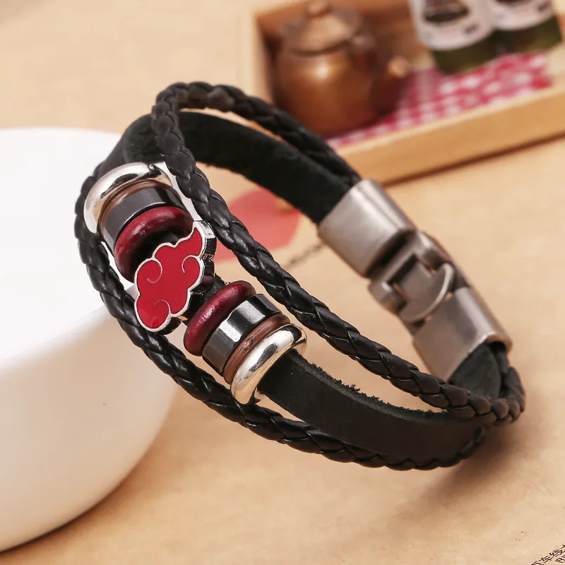 

Punk Somersault Cloud Cowhide Bracelet for Men Anime Cute Red Cloud Accessories Fashion Personality Cowboy Jewelry Gift 2022 New
