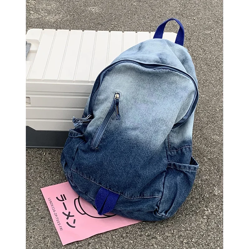 

2023 New Denim Women Backpack Retro Travel Bagpack Large Capacity Bookbag College Student School Bags for Teenager Girls Rugtas
