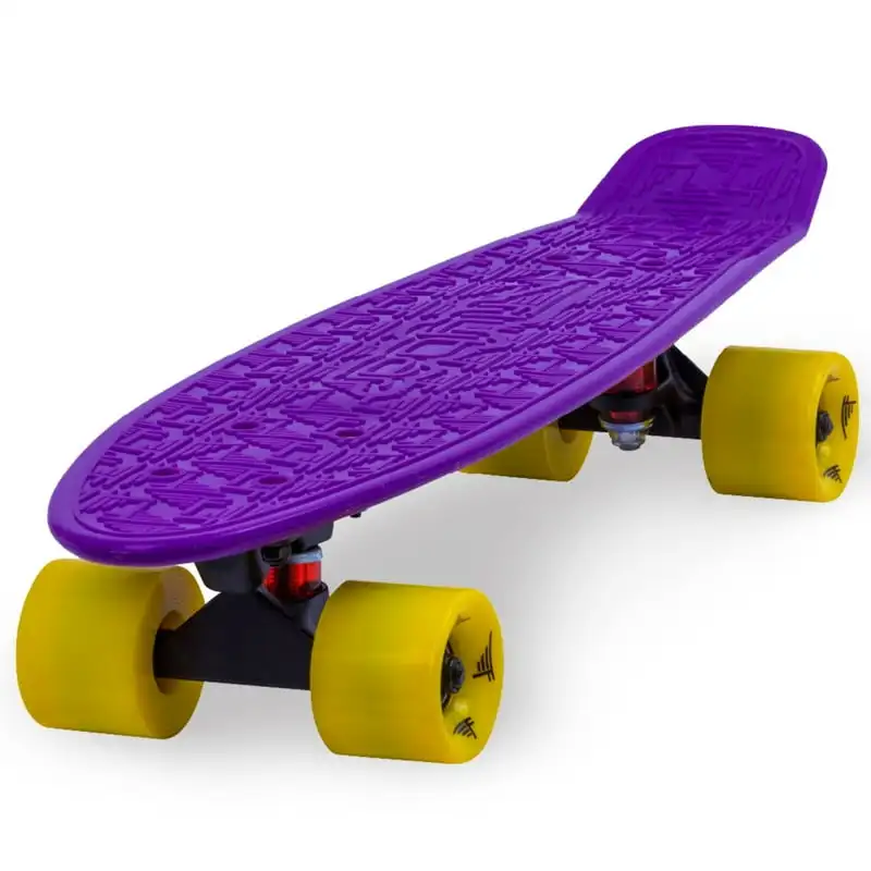 

22 inch Plastic Cruiser Skateboard, Non-Slip Deck, for Boys and Girls Ages 6+ up to 175lbs, Purple